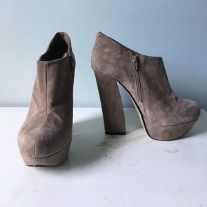 Aldo Brown/Nude Suede Platform Heels 4 1/2 in