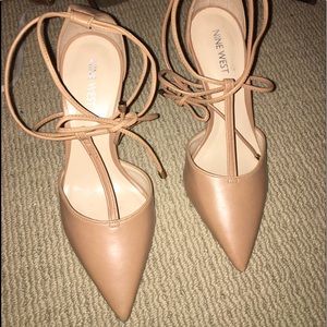 Nude lace up heels