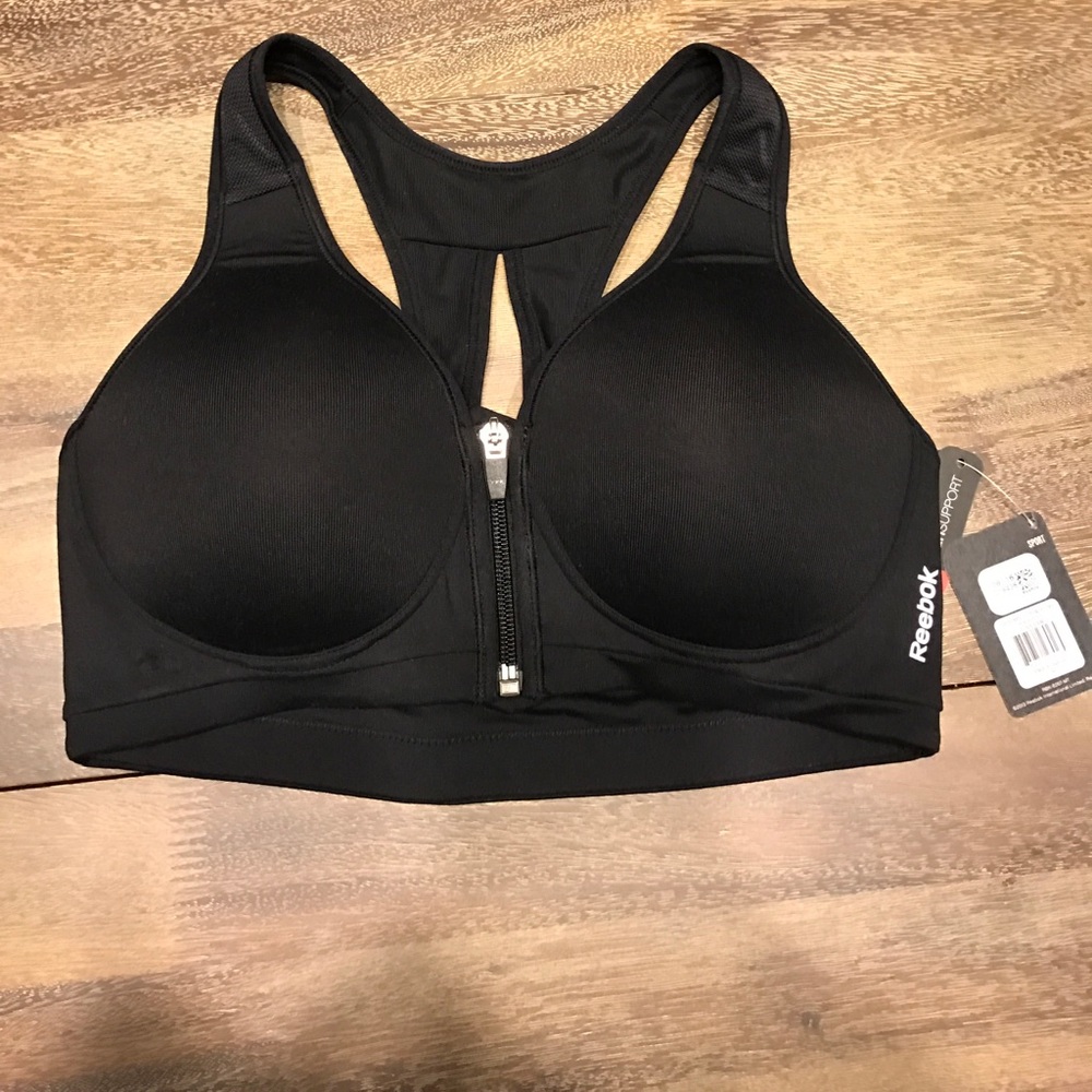 NWT Reebok High Support Push Up Zipper Sports Bra