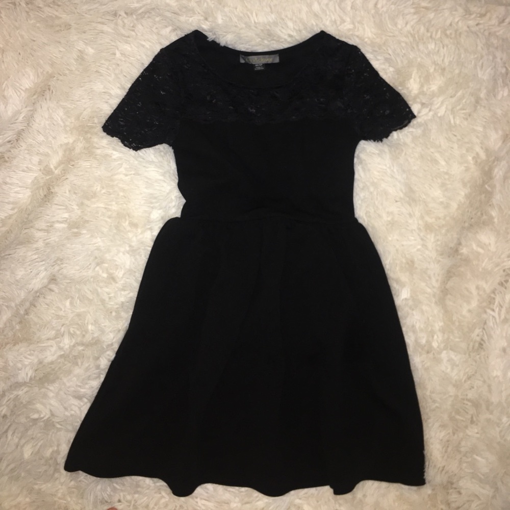 Short Sleeve, Black, Lace Dress