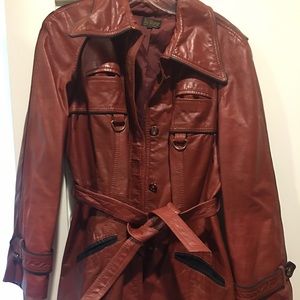 Vintage belted leather jacket. About size L