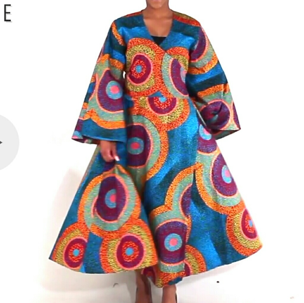 African Print WrapArnd Dress Plussize - Firm Offer - Picture 3 of 4