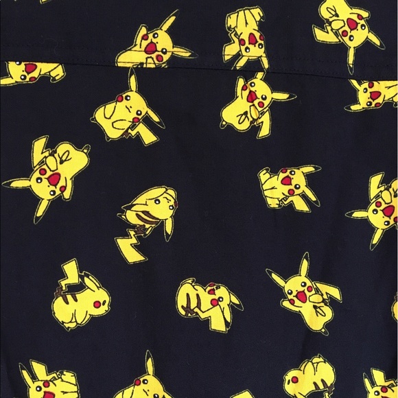 Men's Pokémon Pikachu Button Down Shirt - Picture 2 of 3