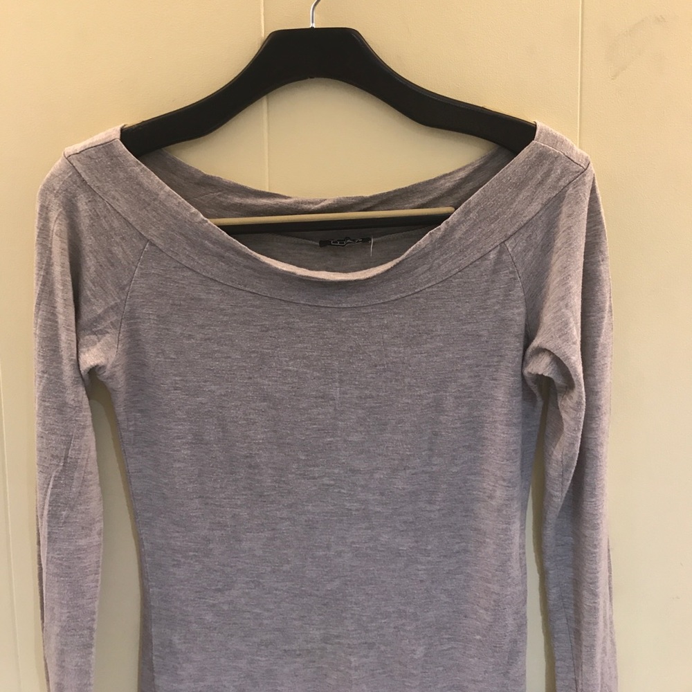 Women's long sleeve grey open neck