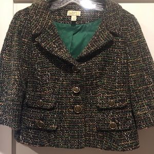 Ann taylor size  10 green and black tweed blazer