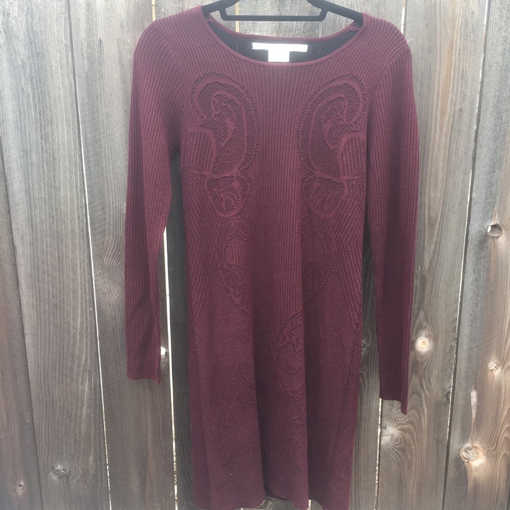 MAX STUDIO BURGUNDY LONG SLEEVE DRESS SZ S