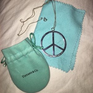 Silver Tiffany Large Peace Sign Necklace
