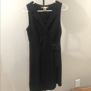 Black sleeveless vest dress with buckle