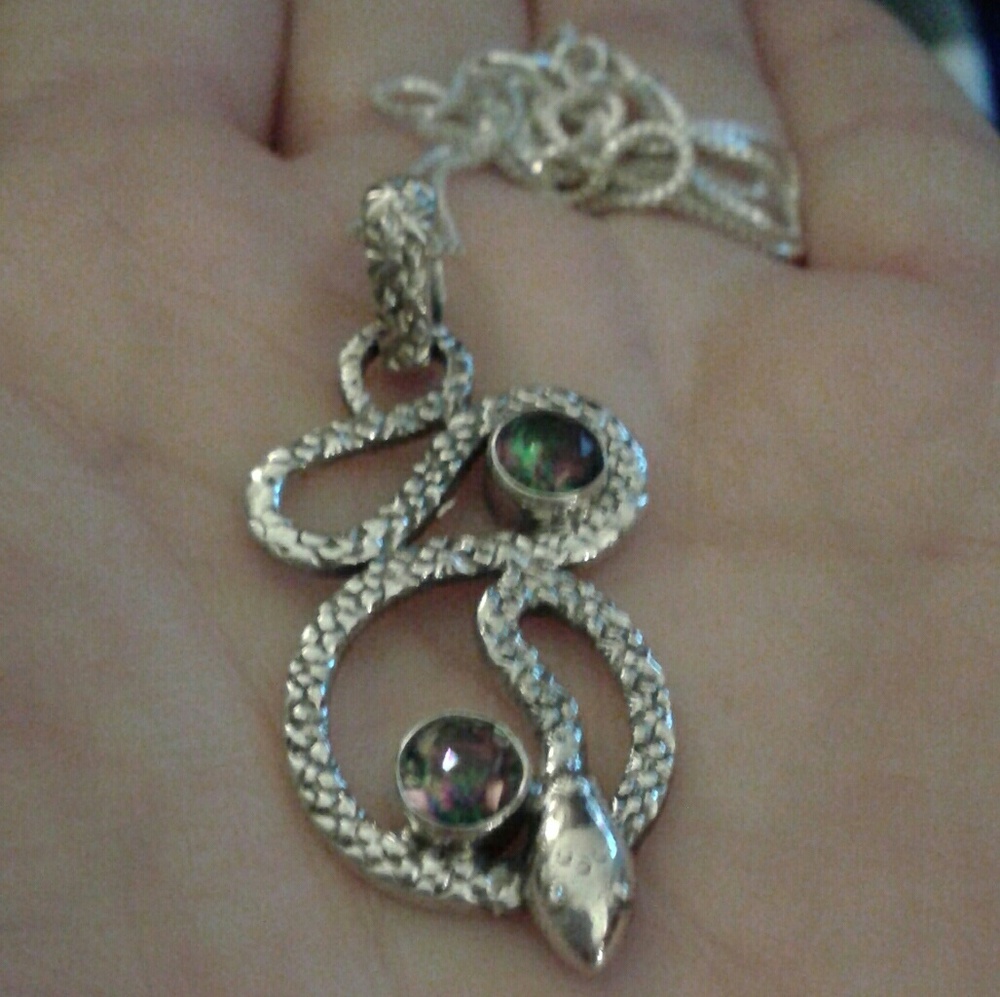 New *HC Rainbow Topaz Solid 925S Snake 18"Nk