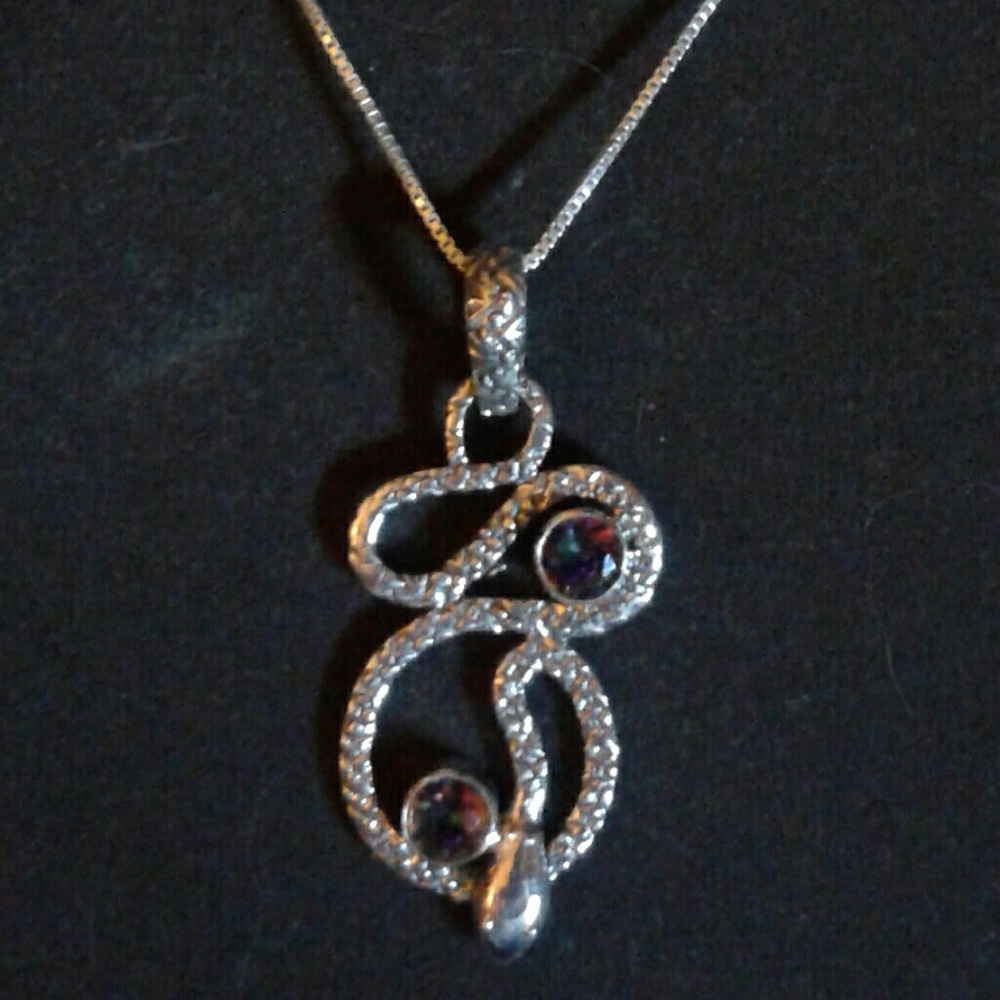 New *HC Rainbow Topaz Solid 925S Snake 18"Nk - Picture 2 of 4
