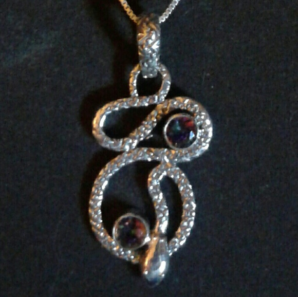 New *HC Rainbow Topaz Solid 925S Snake 18"Nk - Picture 3 of 4