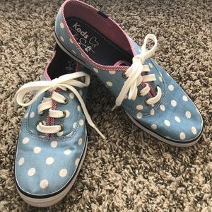 blue & white polka dot Keds