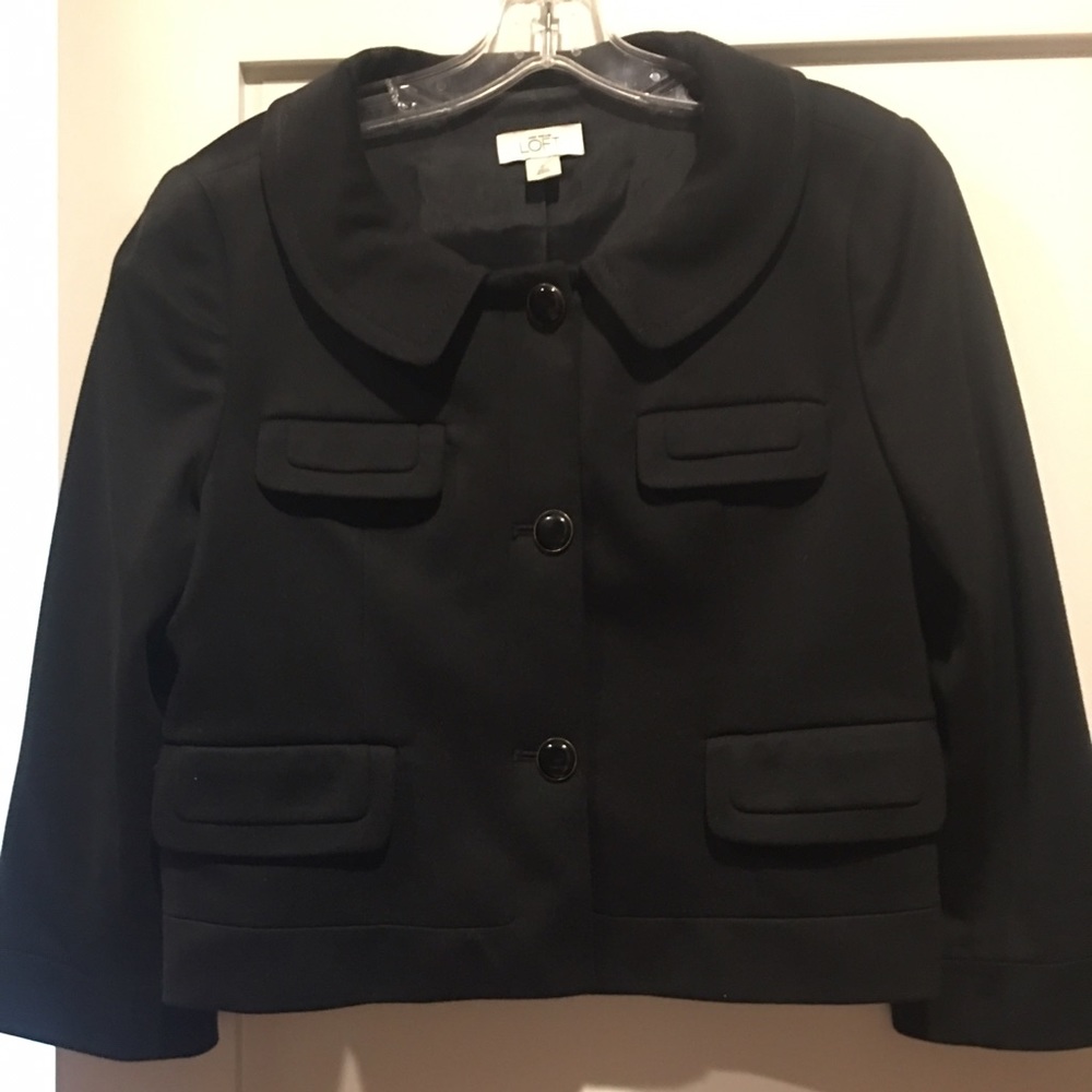 Ann taylor cropped retro black blazer size 8