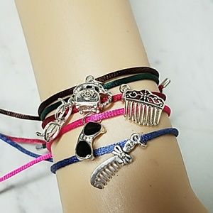 B557 5Pc Adjustable Stacking Girly Charm Bracelets
