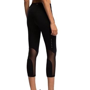 Black stretchy Mesh mid calf work out pants