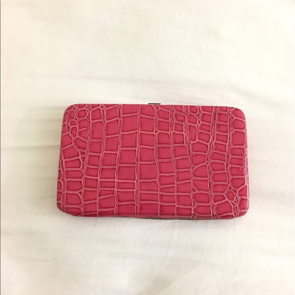 Pink Faux Snakeskin Clutch/Wallet