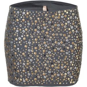 All over studded grey mini skirt