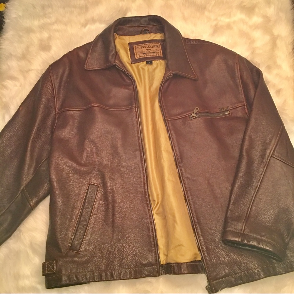 Men's guess leather coat size L
