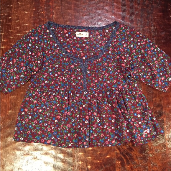 Hollister Tops - Hollister Sheer Floral Peplum Blouse