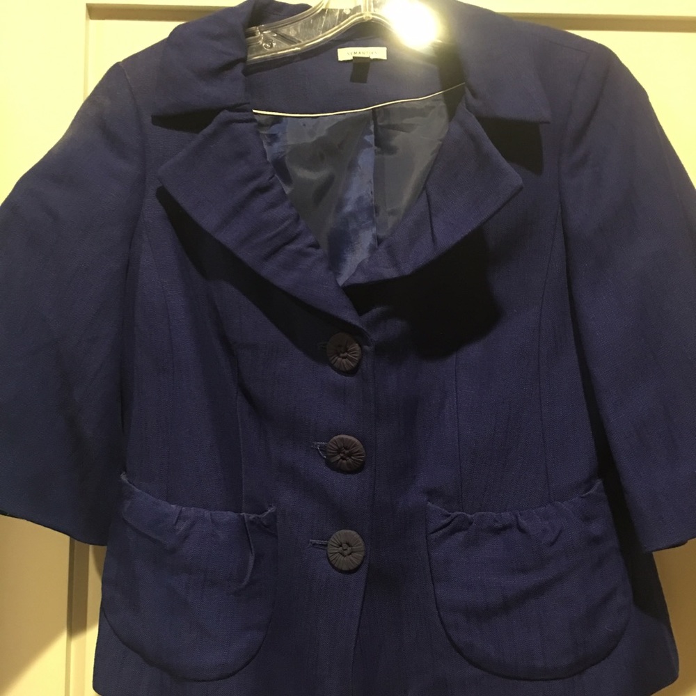 Semantiks 6p blue crop retro blazer
