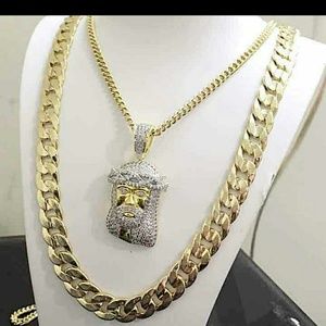 14K Gold Plated ICED OUT CHAINS COMBO