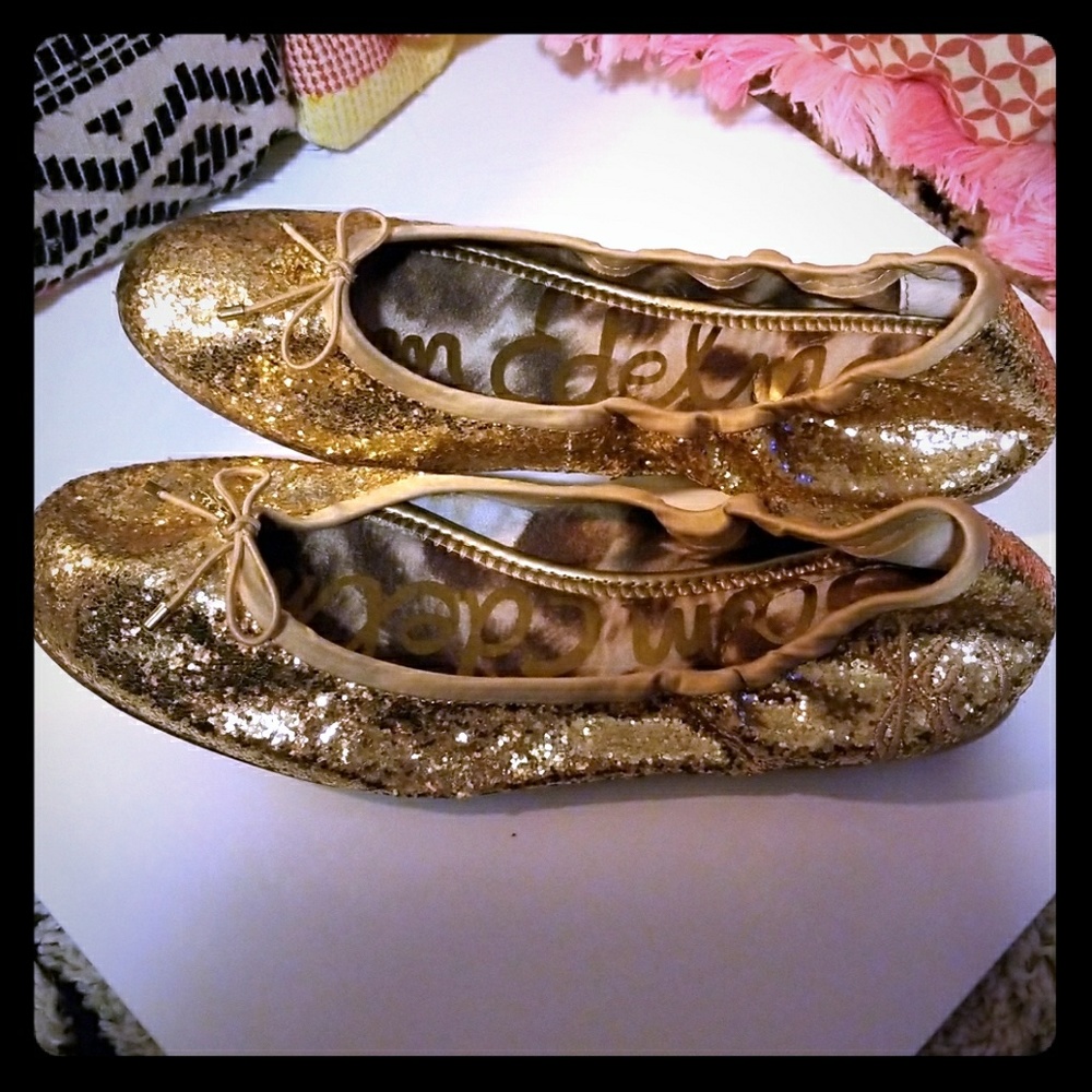 Sam Edelman Gold Sparkle Ballet Flats - NWOT
