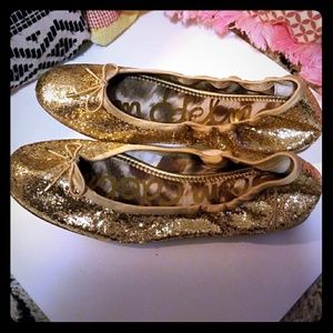 Sam Edelman Gold Sparkle Ballet Flats - NWOT