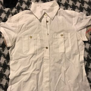 Burberry short sleeve white blouse