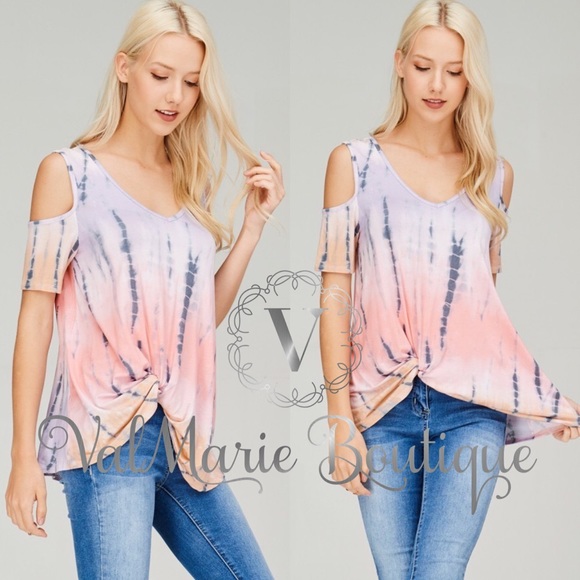 📍CLEARANCE 📍STUNNING Tie Dye Cold Shoulder Top - Picture 4 of 4