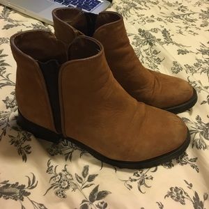 Brown suede booties