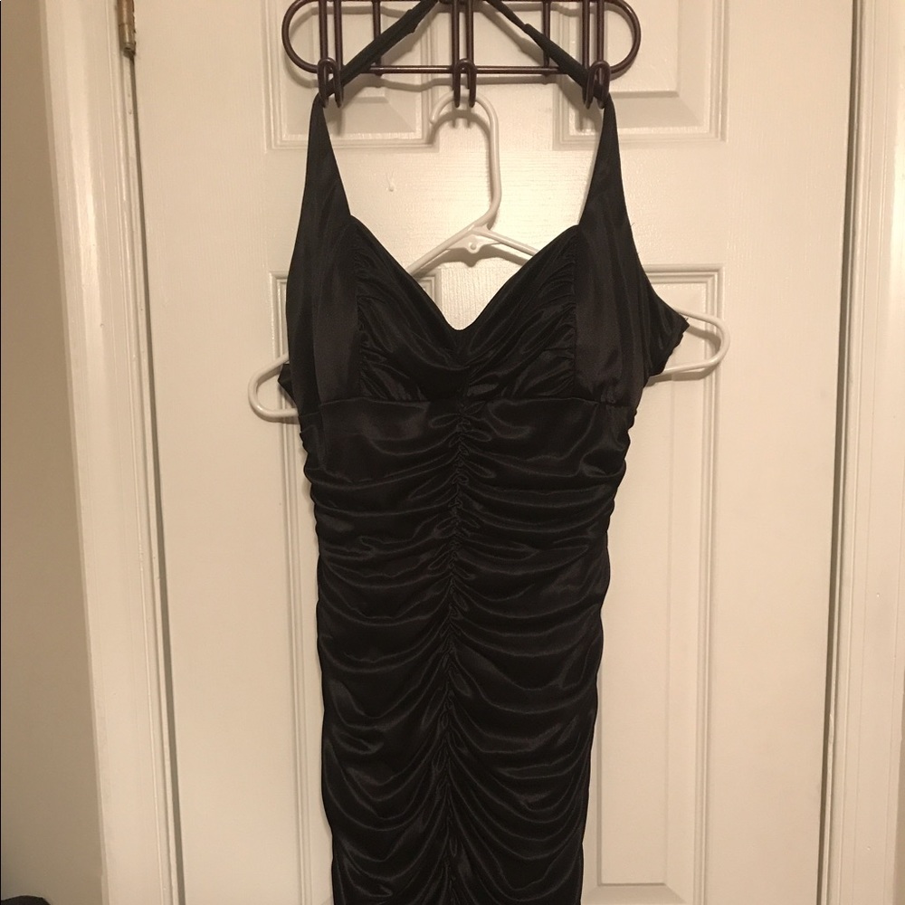Ruched Black Semi-Formal Dress
