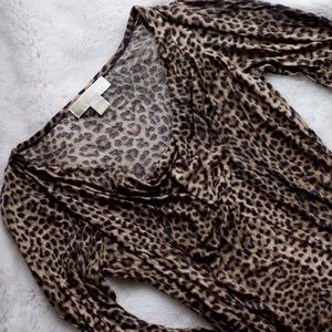 🐆 MK Leopard Cowl Neck Blouse