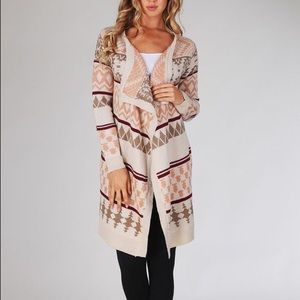 NWOT Aztec Open Knit Sweater Cardigan