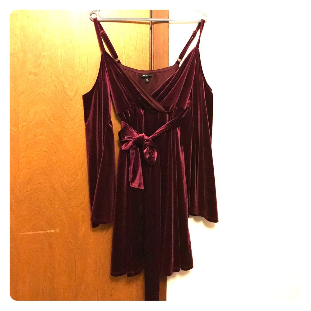 Maroon Velvet Off the Shoulder Torrid Dress