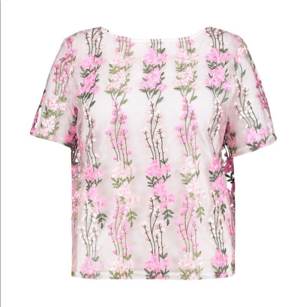 Floral Embroidered Shell Top - Picture 2 of 4