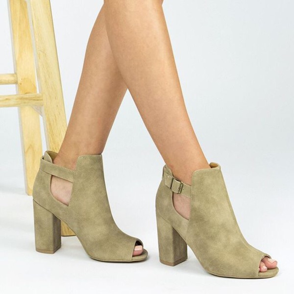 Stone Cold Fox Cut Out Peep Toe Ankle Booties - Picture 3 of 5