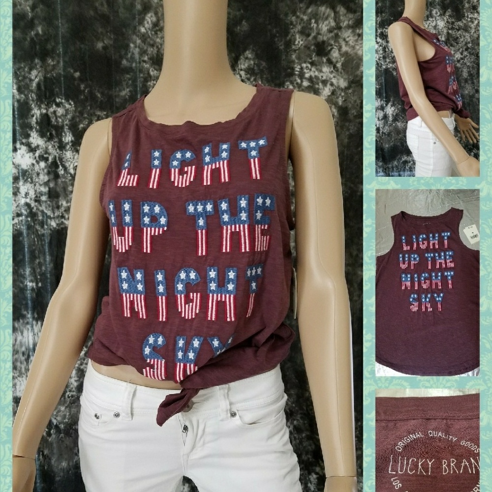 Lucky Brand "night sky" muscle tee Maroon sz M