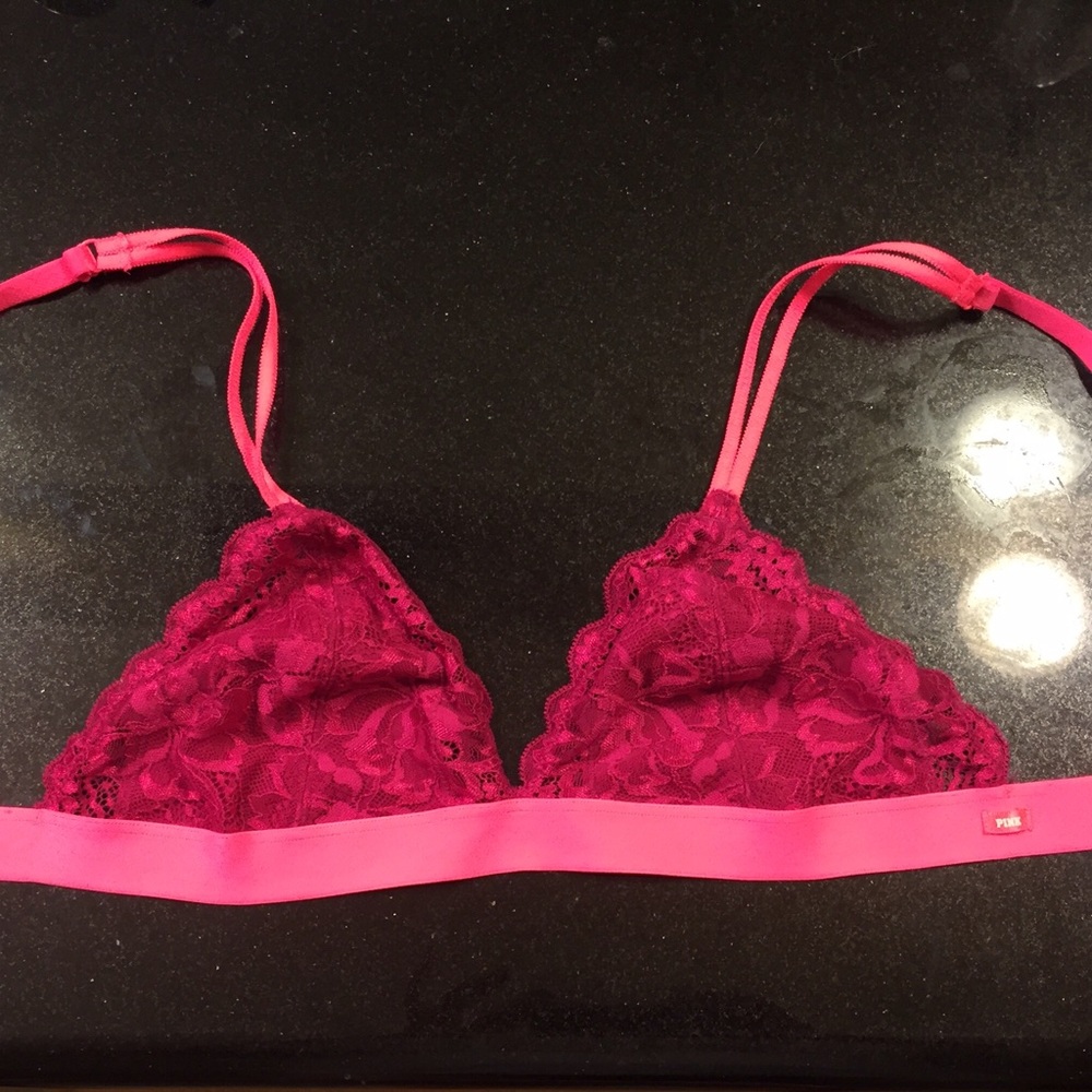 Pink lace bra