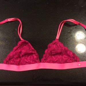 Pink lace bra