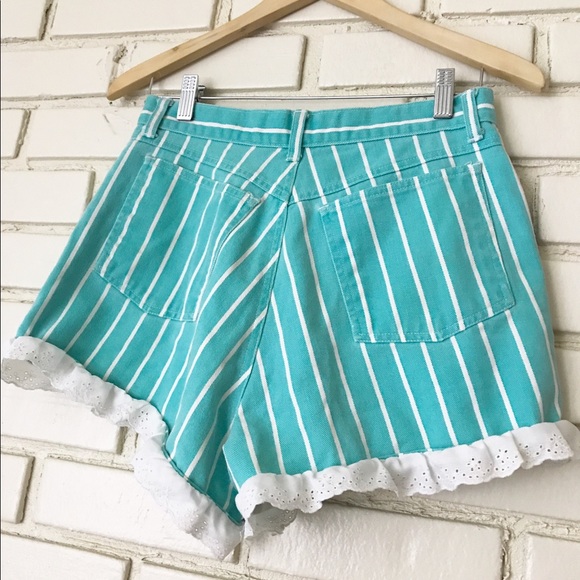Pinwheel  Striped High-Waisted Shorts w/ Trim - Picture 2 of 7