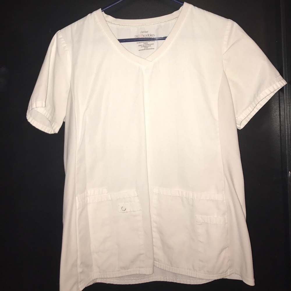 White, Cherokee Pro Flexibles Scrub Top