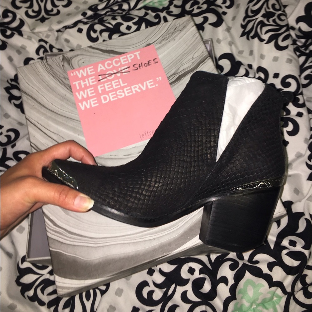 Snake suede booties