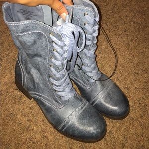 Light blue Combat boots