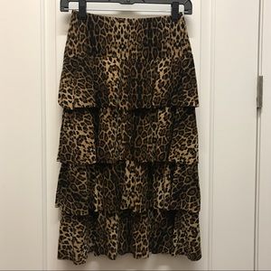 Layered ruffle leopard skirt small