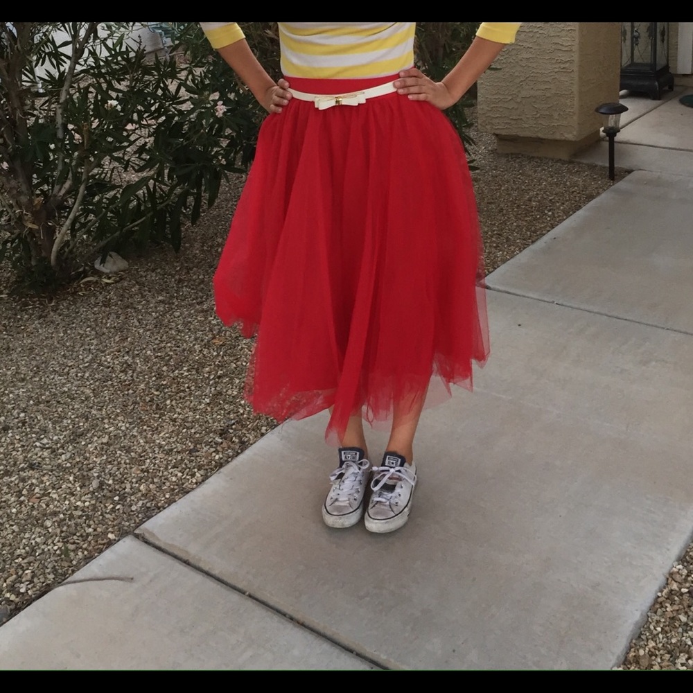 Red tulle skirt