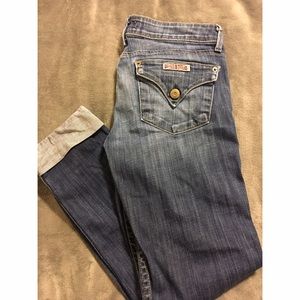 Hudson Cropped Straight Cuffed Denim Jeans