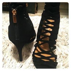 Black caged heels size 9