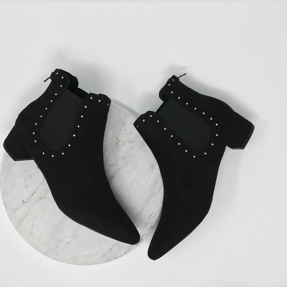 Black Suede Studded Bootie - Picture 2 of 5