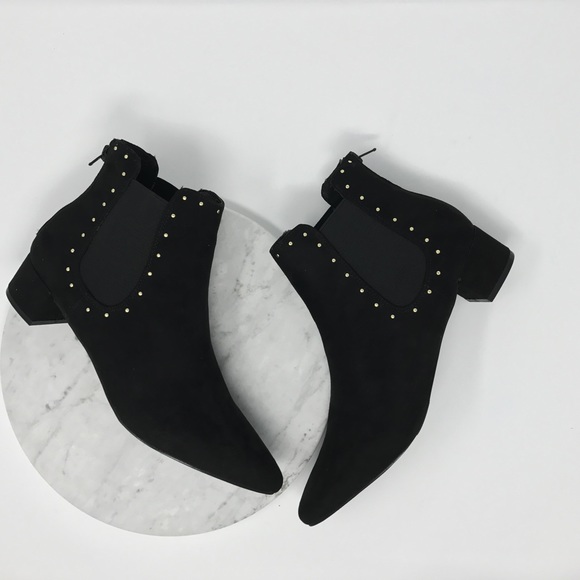 Black Suede Studded Bootie - Picture 2 of 5