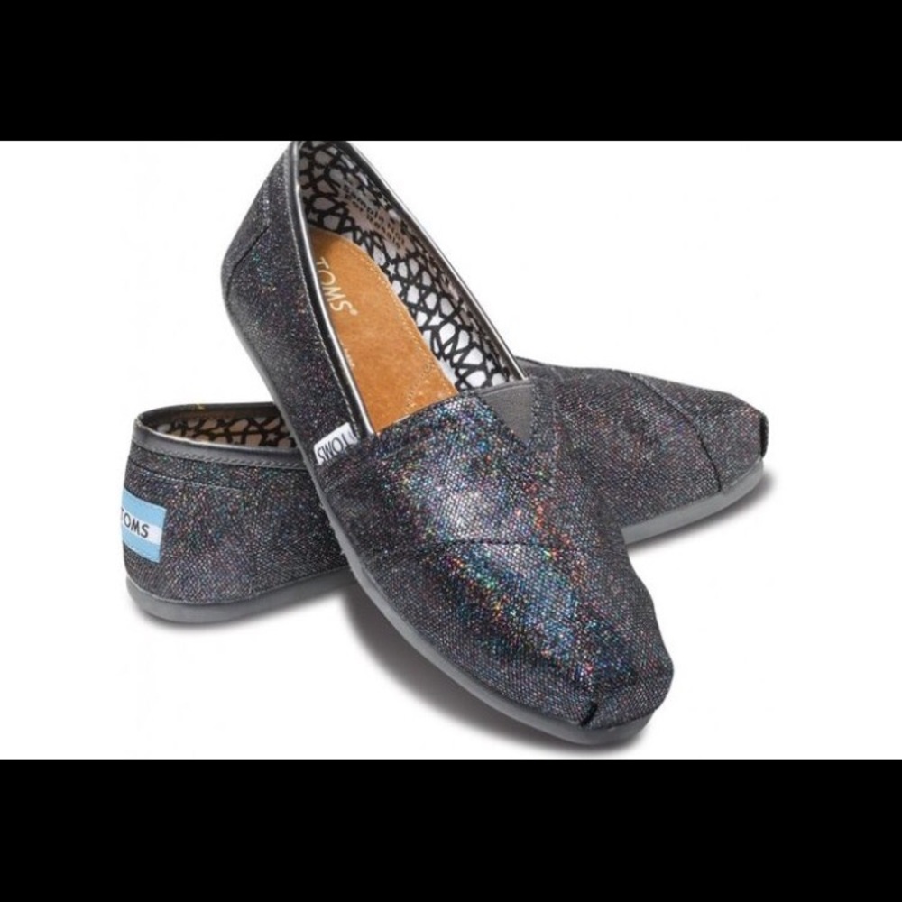 ๐SOLD๐TOMS Dark Glitter Flats - Picture 1 of 8